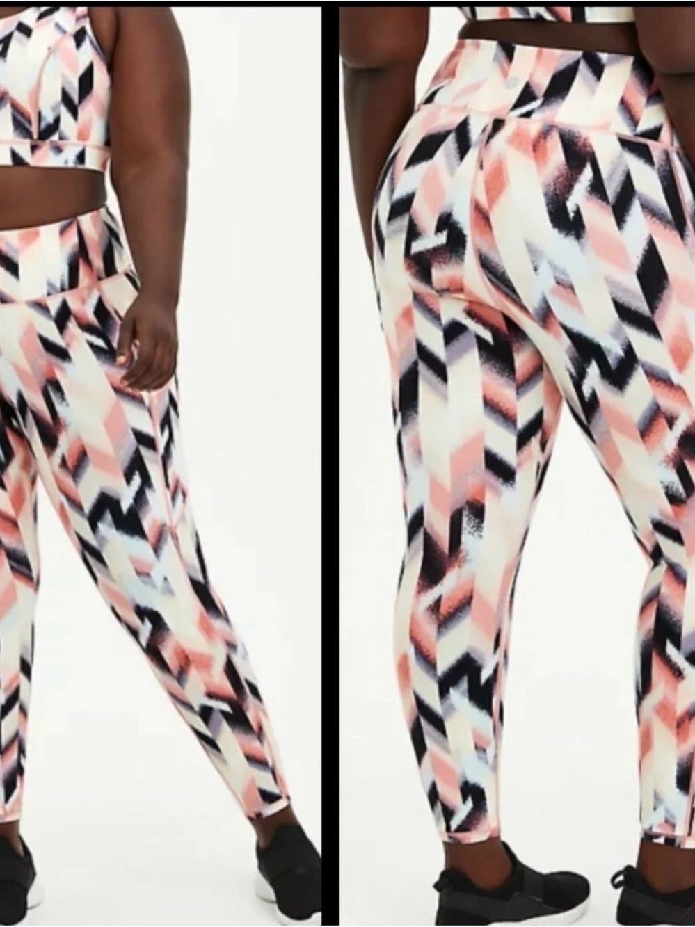 torrid Geometric Chevron Leggings in Pink, Black & White